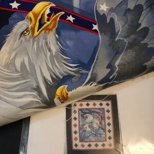 Patriotic American Eagle Cotton Fabric Panel Red White Blue Stars Americana DIY